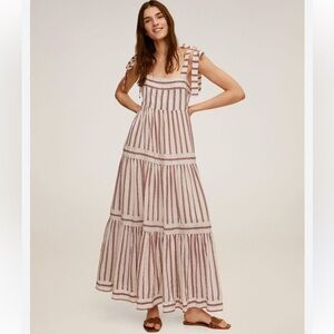 Mango Striped Strappy Maxi Dress